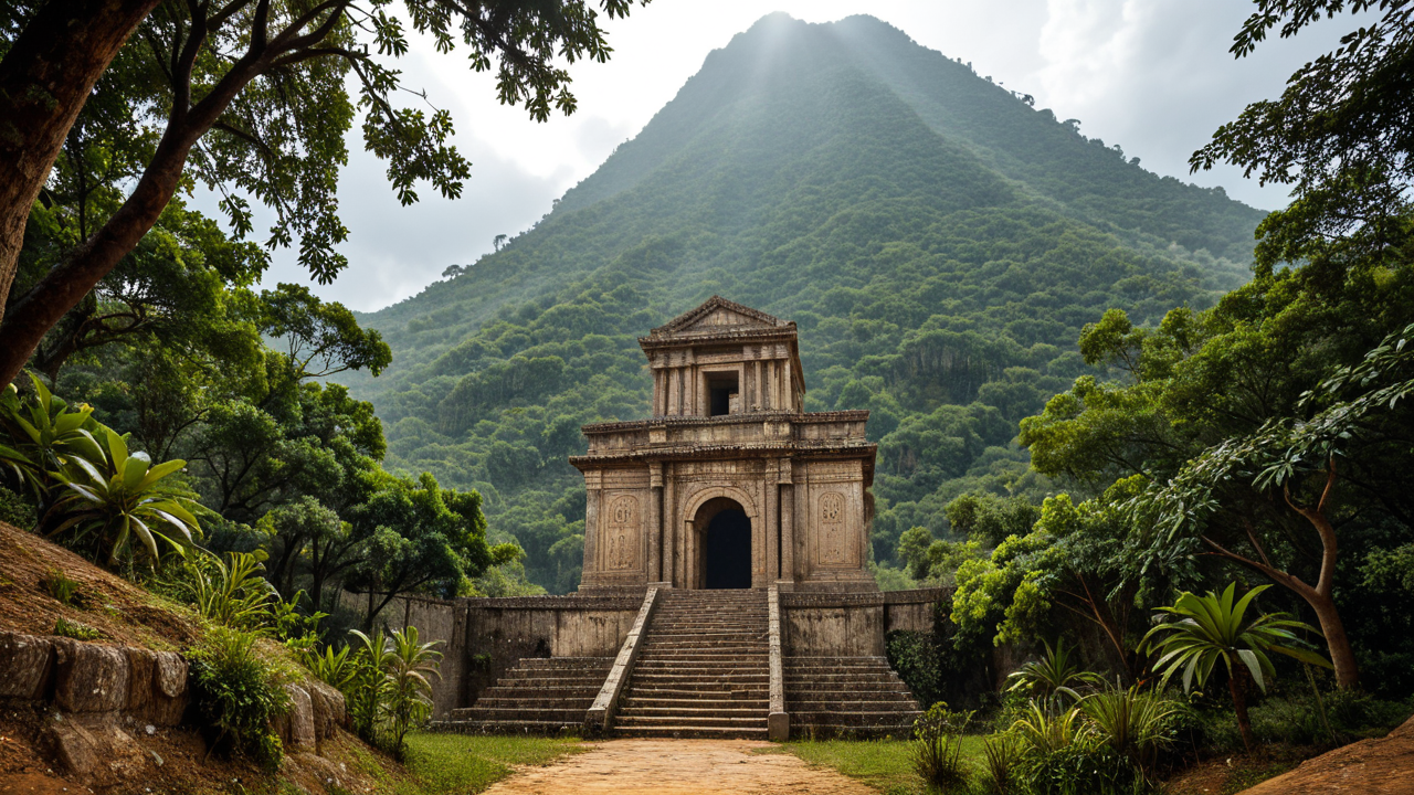 A expedição ao Monte Akakusa e as ruínas antigas cercandas